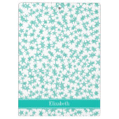 Porte-bloc Aqua Turquoise Stars White BG, nom Turquoise Monog (Dos)