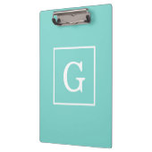 Porte-bloc Aqua Turquoise White Framed Initial Monogram (Gauche)