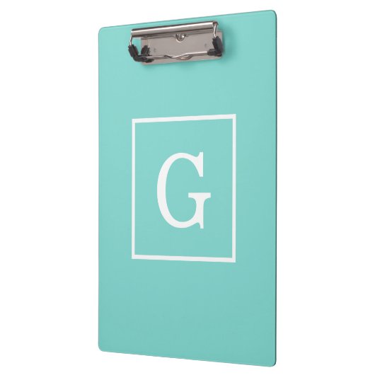 Porte-bloc Aqua Turquoise White Framed Initial Monogram (Gauche)