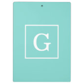 Porte-bloc Aqua Turquoise White Framed Initial Monogram (Dos)