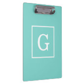 Porte-bloc Aqua Turquoise White Framed Initial Monogram (Swatch)