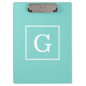 Porte-bloc Aqua Turquoise White Framed Initial Monogram (Devant)
