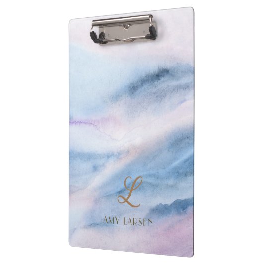 Porte-bloc Aquarelle Abstrait en marbre rose bleu (Gauche)