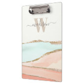 Porte-bloc Aquarelle Abstraite côtière avec nom et monogramme (Gauche)