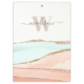 Porte-bloc Aquarelle Abstraite côtière avec nom et monogramme (Dos)