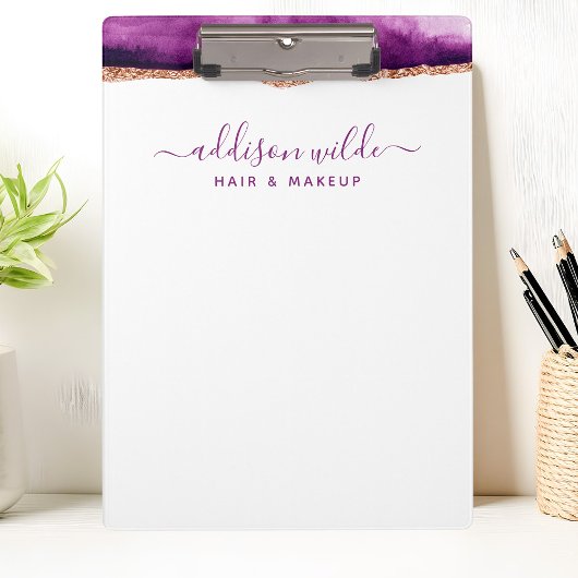 Porte-bloc Aquarelle Abstraite violet et or