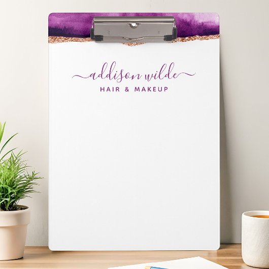 Porte-bloc Aquarelle Abstraite violet et or