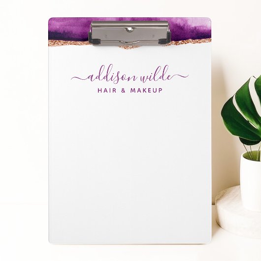 Porte-bloc Aquarelle Abstraite violet et or