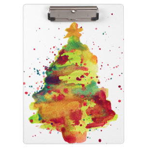 Porte-bloc Aquarelle Arbre de Noël, 2 côtés, personnalisée
