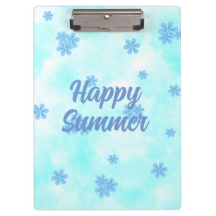Porte-bloc aquarelle bleu rétro floral peint main
