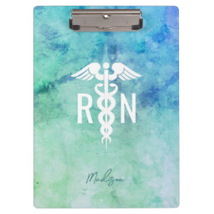 Porte-bloc Aquarelle bleue Turquoise RN enregistrée personnal