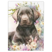 Porte-bloc Aquarelle Brown Labrador Retriever et Fleurs (Dos)