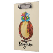 Porte-bloc Aquarelle Chouette magique avec plumes arc-en-ciel (Gauche)