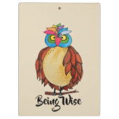 Porte-bloc Aquarelle Chouette magique avec plumes arc-en-ciel (Dos)