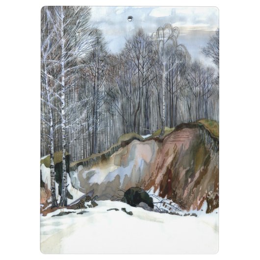 Porte-bloc Aquarelle de peinture de ravin neigeux (Dos)