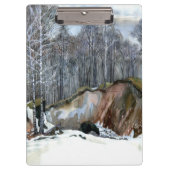 Porte-bloc Aquarelle de peinture de ravin neigeux (Devant)