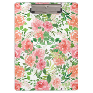 Porte-bloc aquarelle ferme jardin rose
