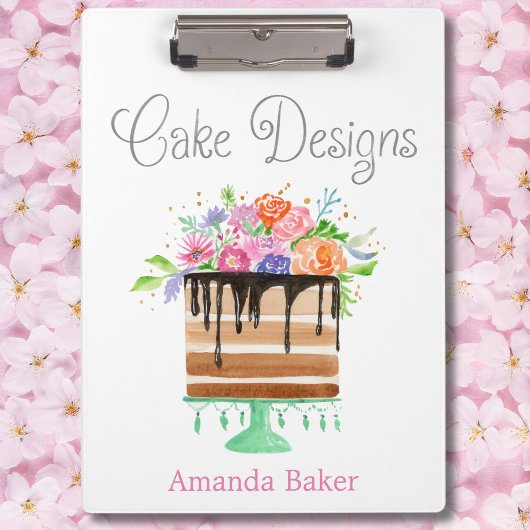 Porte-bloc Aquarelle Floral Cake Designs Nom Logo