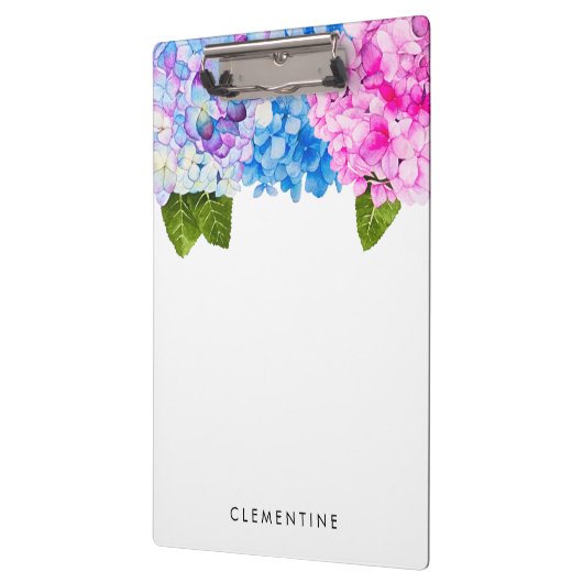 Porte-bloc Aquarelle Florale Hydrangea| Ajouter votre nom (Gauche)