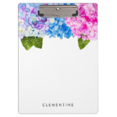Porte-bloc Aquarelle Florale Hydrangea| Ajouter votre nom (Devant)