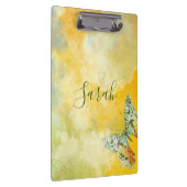 Porte-bloc Aquarelle jaune Monogramme Nom Tie Dye Papillon (Swatch)