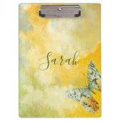 Porte-bloc Aquarelle jaune Monogramme Nom Tie Dye Papillon (Devant)