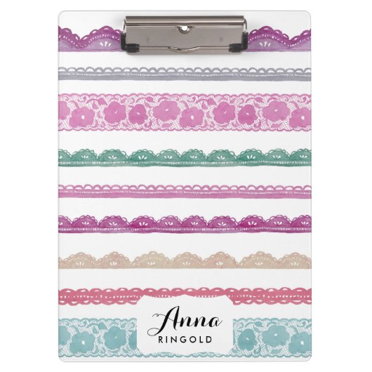 Porte-bloc Aquarelle Lace Ruban Girly Rainbow Peint (Devant)