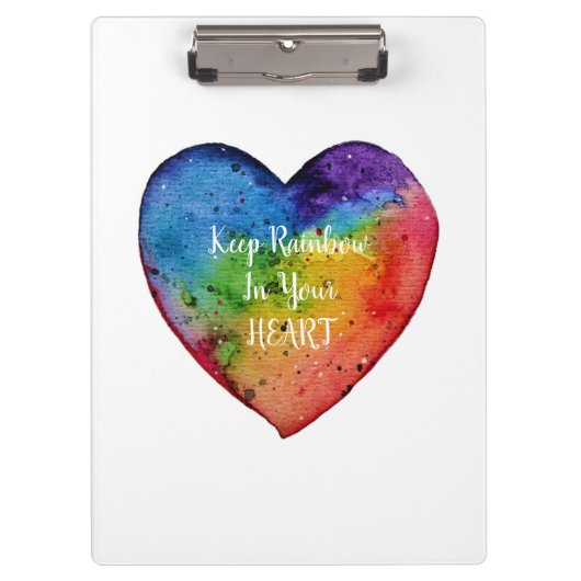 Porte-bloc Aquarelle mignonne Coeur arc-en-ciel (Devant)