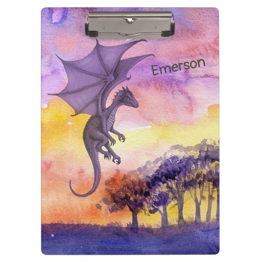 Porte-bloc Aquarelle mignonne violet magique Dragon volant (Devant)