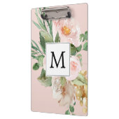 Porte-bloc Aquarelle moderne Fleurs roses Monogrammes (Gauche)