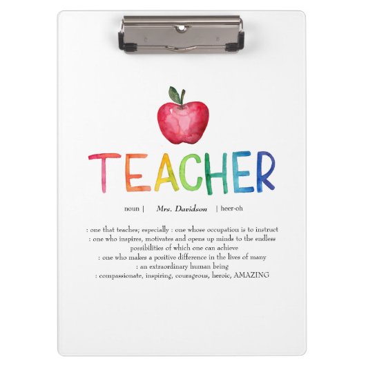 Porte-bloc Aquarelle moderne Rainbow Teacher Merci (Devant)