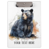 Porte-bloc Aquarelle Ours Noir Bois Art, coutume (Devant)