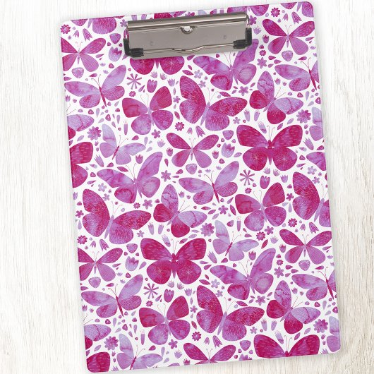 Porte-bloc Aquarelle papillon rose