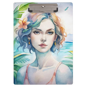 Porte-bloc Aquarelle peinte jolie femme