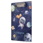Porte-bloc Aquarelle personnalisée Astronaut Galaxy Planet (Gauche)