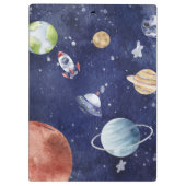 Porte-bloc Aquarelle personnalisée Astronaut Galaxy Planet (Dos)