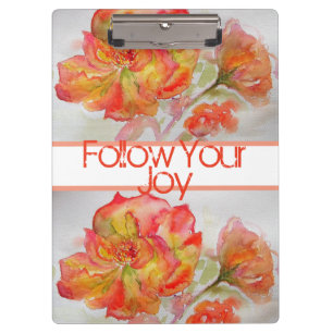 Porte-bloc Aquarelle rose Florale Orange Suivez votre joie