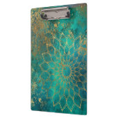 Porte-bloc Aquarelle Turquoise Abstraite Grunge d'or Mandala (Gauche)