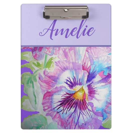 Porte-bloc Aquarelle violette de Pansy Jolie fleur florale (Devant)