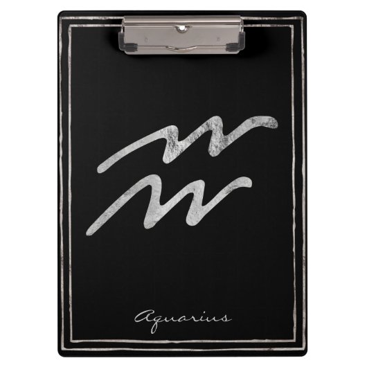 Porte-bloc Aquarius martelé argent stylisé symbole astrologie (Devant)