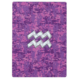 Porte-bloc Aquarius Zodiac Sign on fuchsia digital camouflage