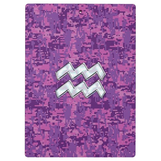 Porte-bloc Aquarius Zodiac Sign on fuchsia digital camouflage (Dos)