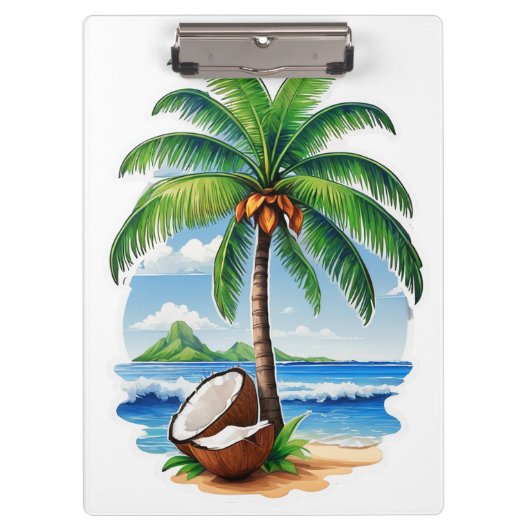 Porte-bloc Arbre de coco Île tropicale (Devant)