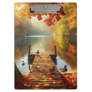 Porte-bloc Arbres d'automne & lac aux canards