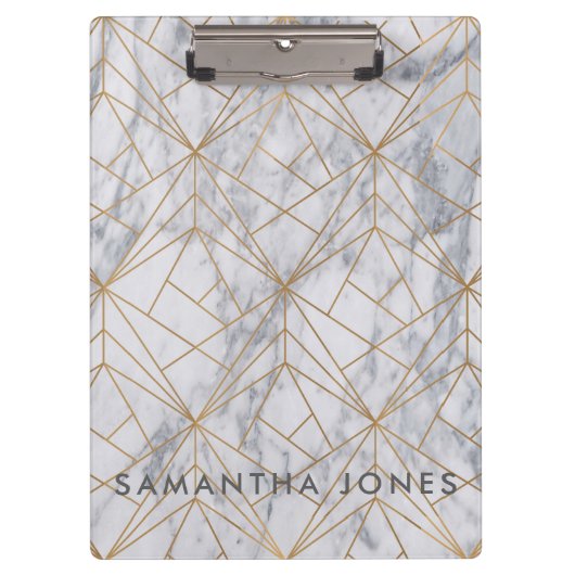 Porte-bloc Architecturale Texture marbre blanc or (Devant)