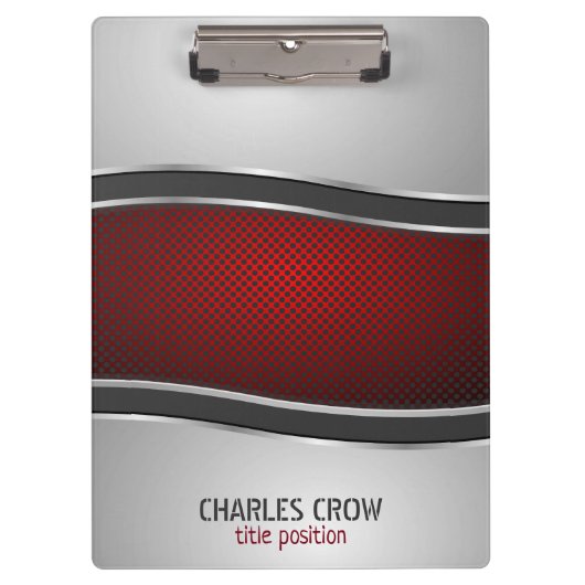 Porte-bloc Argent Et Métal Rouge Avec Points (Devant)