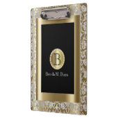 Porte-bloc Argent et or Floral Monogramme Damask (Gauche)