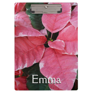 Porte-bloc Argent Star Marbre Poinsettias Pink Holiday Floral