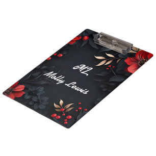 Porte-bloc Arrière - plan noir à la décoration florale