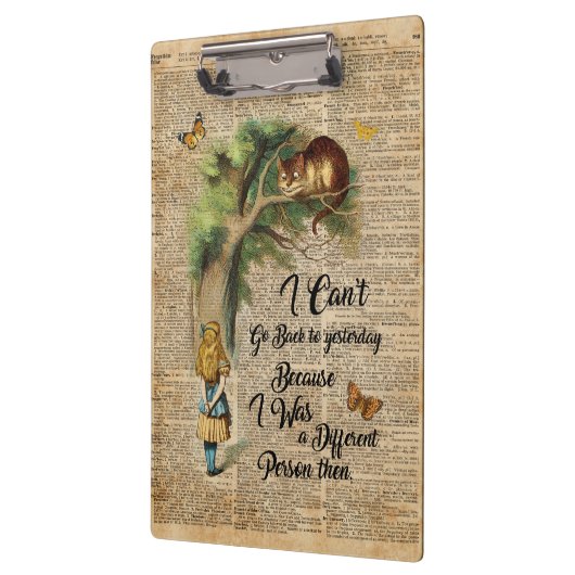 Porte-bloc Art de dictionnaire de citation d'Alice et de chat (Gauche)